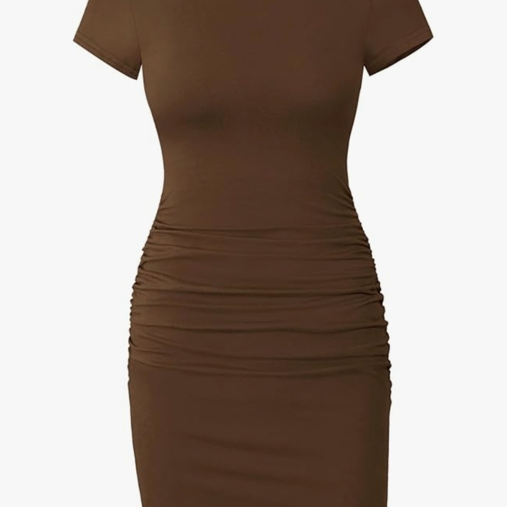 Brown Short Sleeve T-Shirt Dress